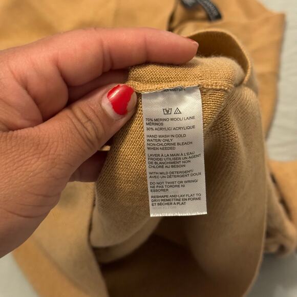 Philosophy Saks Fifth Avenue V Neck Sweater Tan Brown Women's XS Marino Wool - Picture 7 of 7